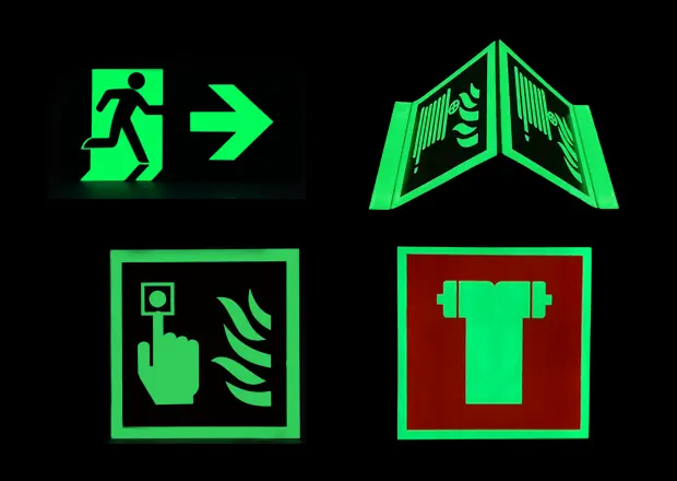 self adhesive photoluminescent fire exit signs